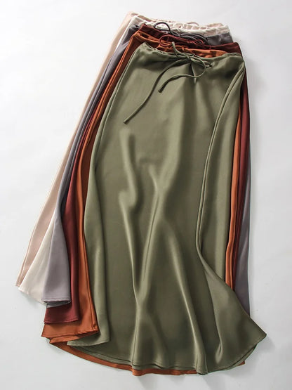 Elegant Satin Maxi Skirt