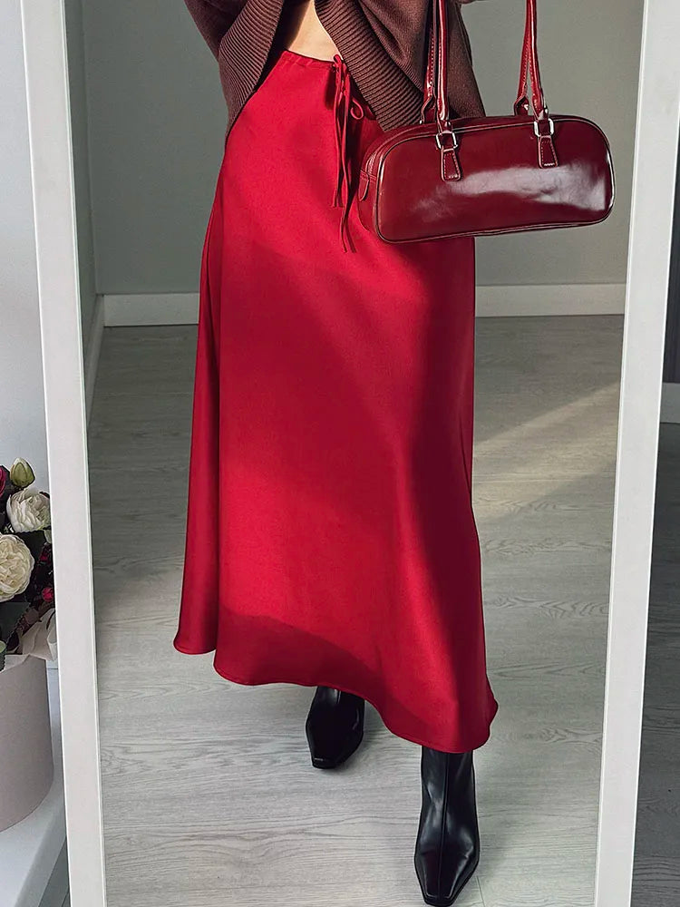 Elegant Satin Maxi Skirt