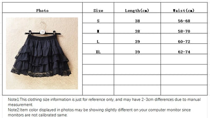 Elastic Gothic Lace Tutu Skirt Women Black Mesh Detail Petticoat Sexy Mini Tulle Skirts Party Club Wear Dancer