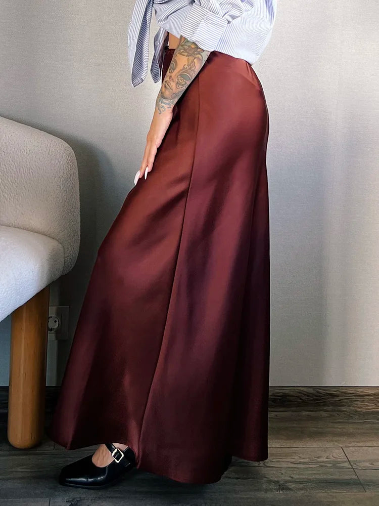 Elegant Satin Maxi Skirt