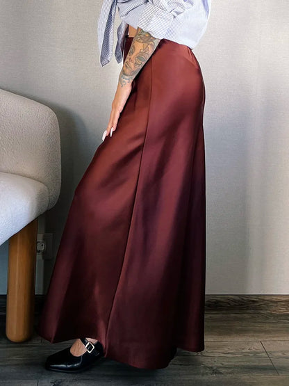 Elegant Satin Maxi Skirt