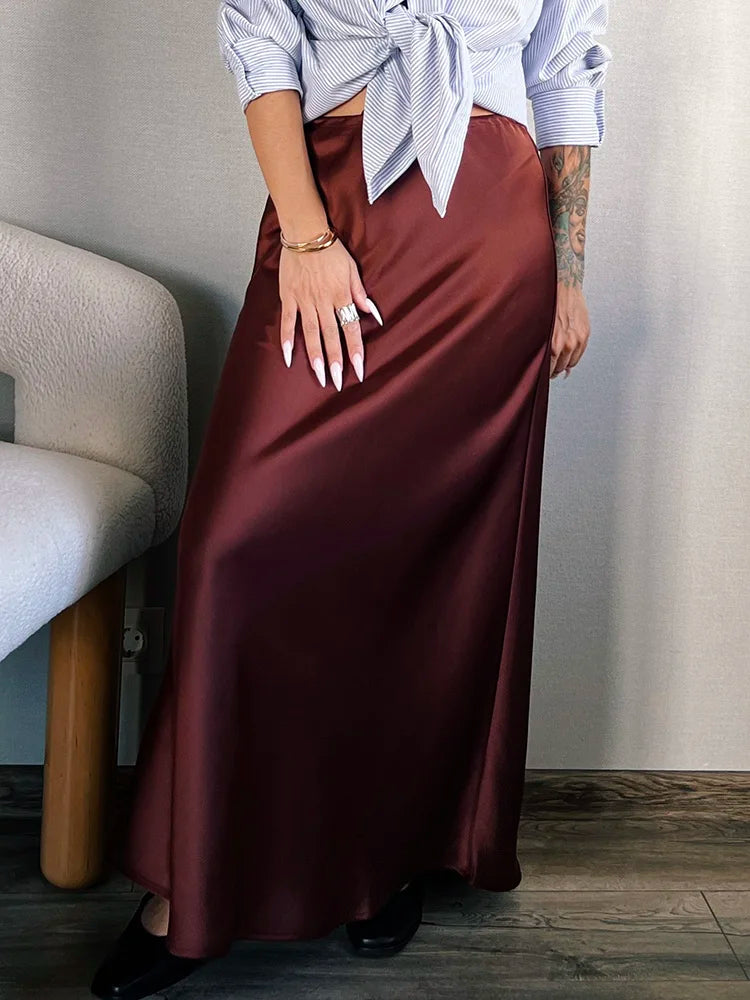 Elegant Satin Maxi Skirt