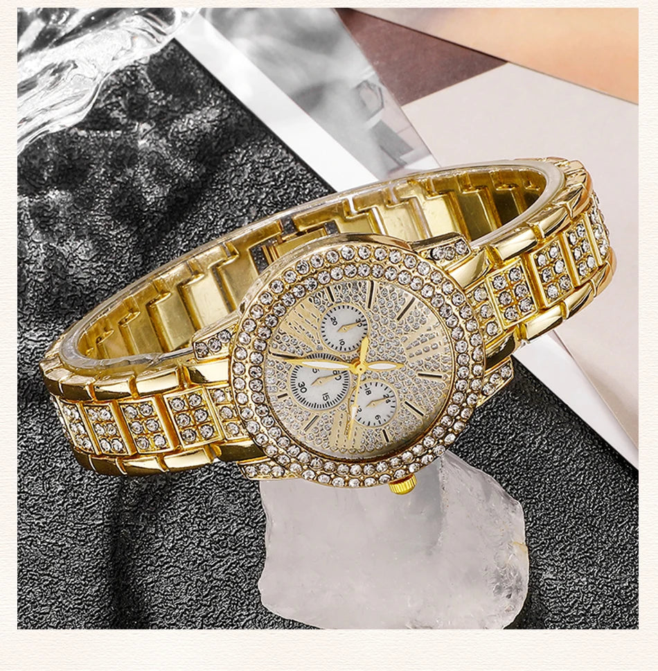 Luxury Gold Watch Jewelry Set