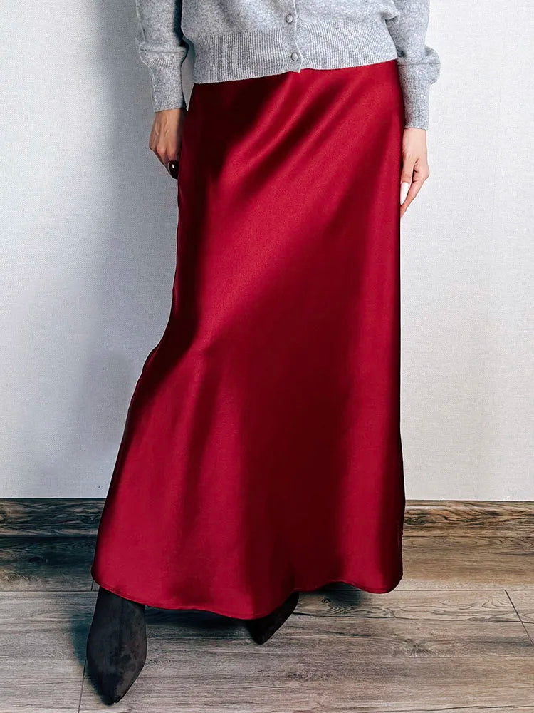 Elegant Satin Maxi Skirt