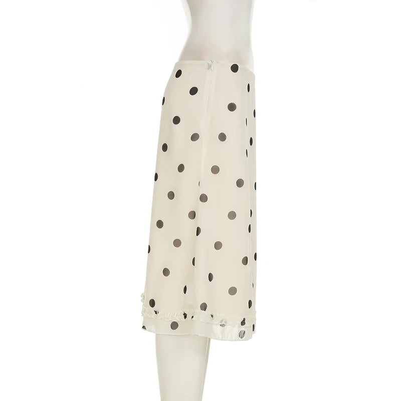 Elegant Polka Dot Midi Skirt