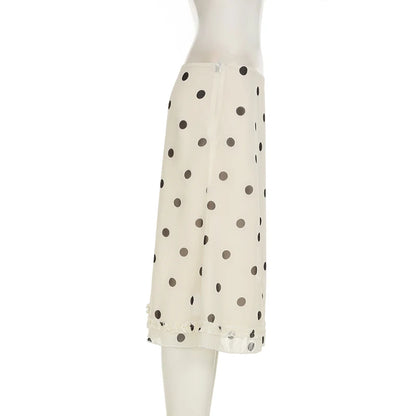 Elegant Polka Dot Midi Skirt