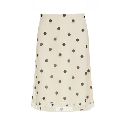 Elegant Polka Dot Midi Skirt