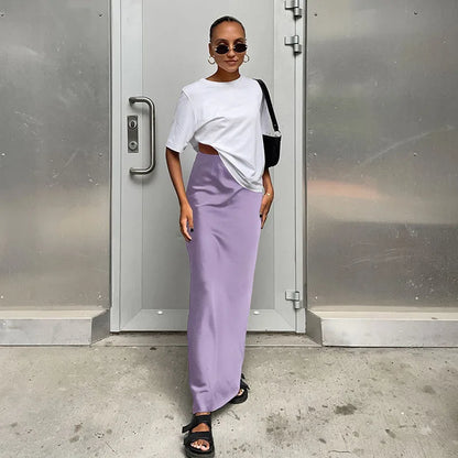 Black Satin Trumpet Skirt