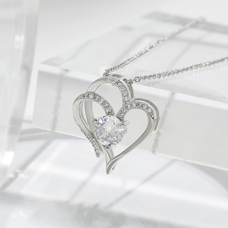 Zircon Double Heart Necklace