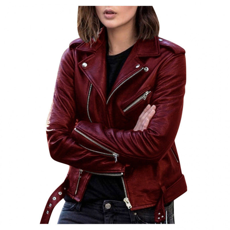 Women’s Short PU Leather Jacket