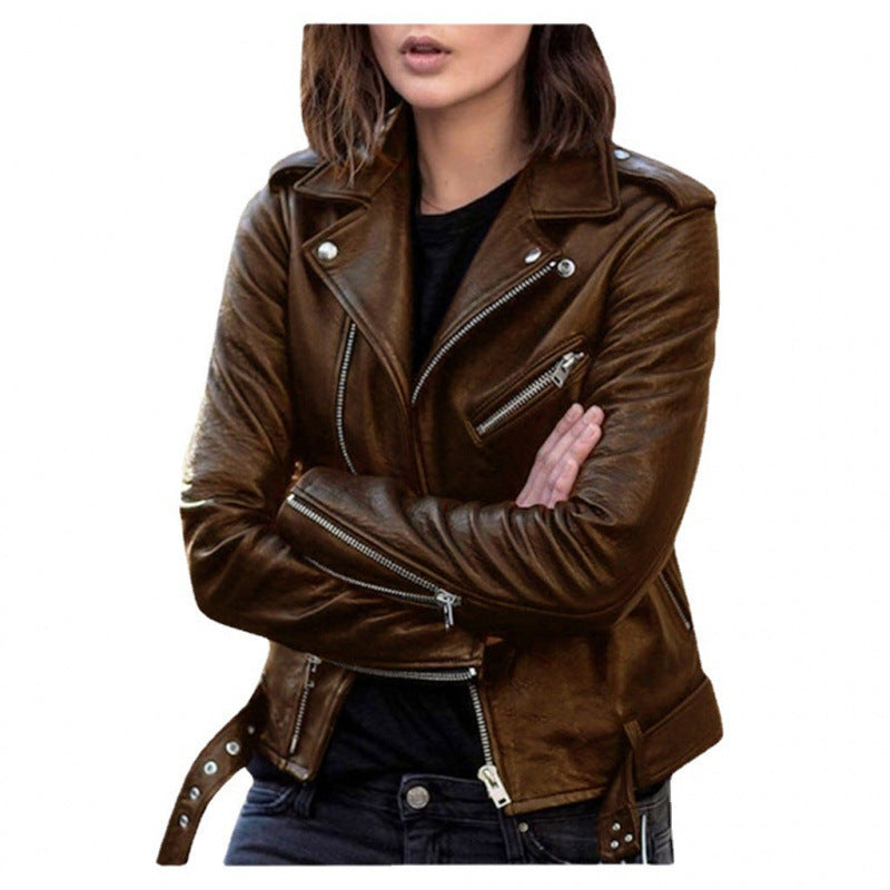 Women’s Short PU Leather Jacket