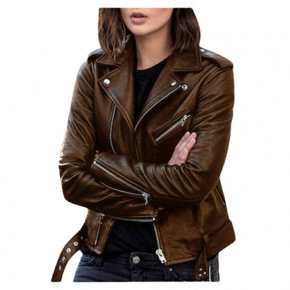Women’s Short PU Leather Jacket