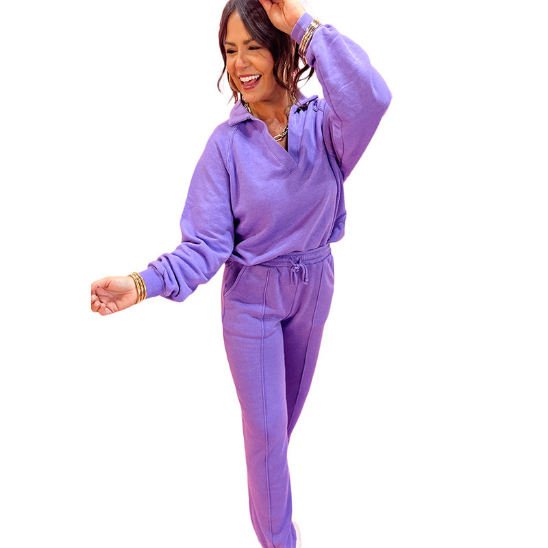 Sports Style All-match Casual Beauty Fashion Pullover Trousers Two Pieces