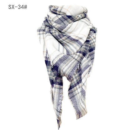 Cashmere-like Colorful Plaid Square Scarf