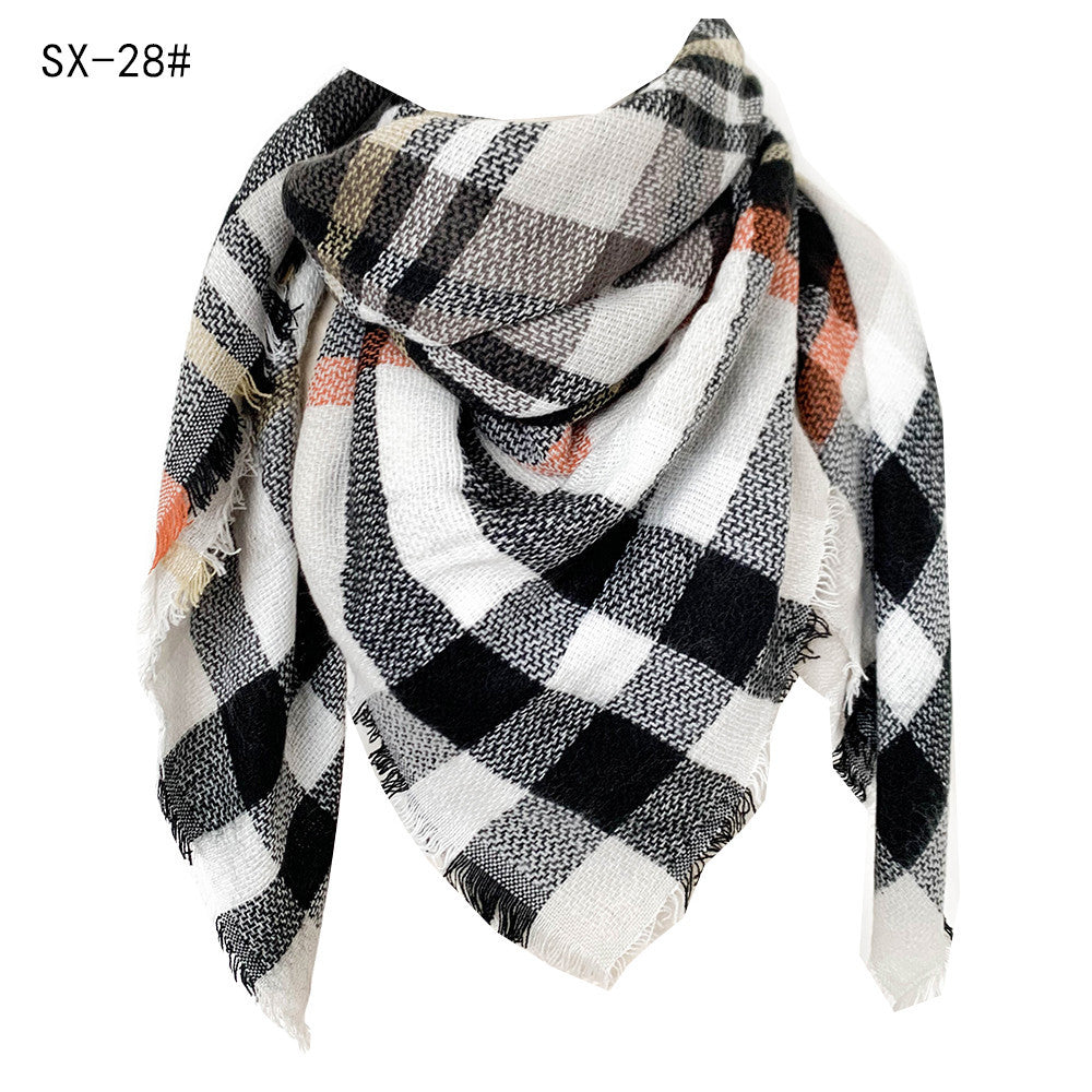 Cashmere-like Colorful Plaid Square Scarf