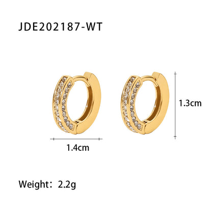 New Fashion Wild 18K Gold Plated White Square Crystal Zircon Hoop Earrings