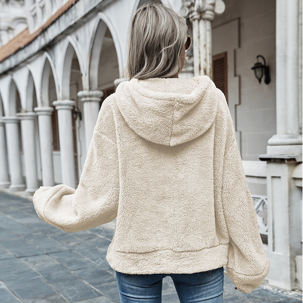 Women’s Hooded Plush Loose Sweater