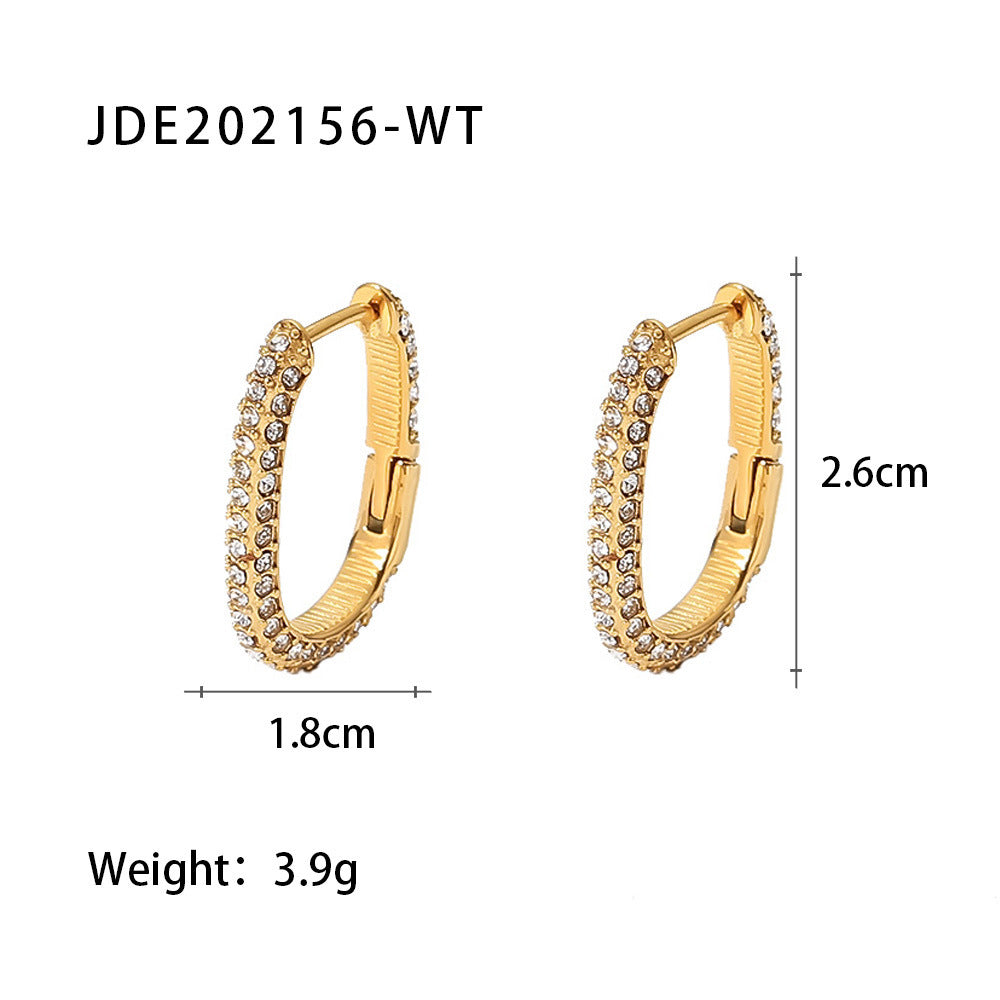 New Fashion Wild 18K Gold Plated White Square Crystal Zircon Hoop Earrings