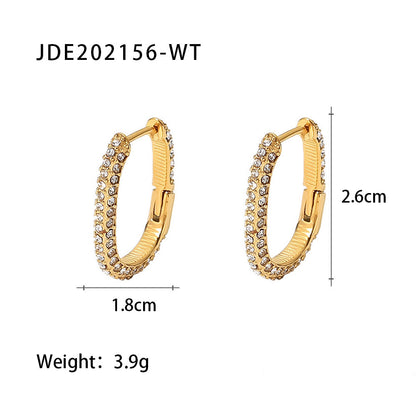 New Fashion Wild 18K Gold Plated White Square Crystal Zircon Hoop Earrings