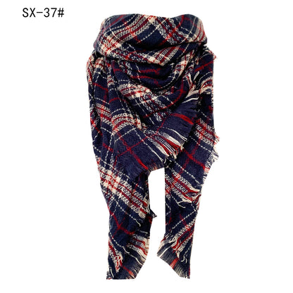 Cashmere-like Colorful Plaid Square Scarf