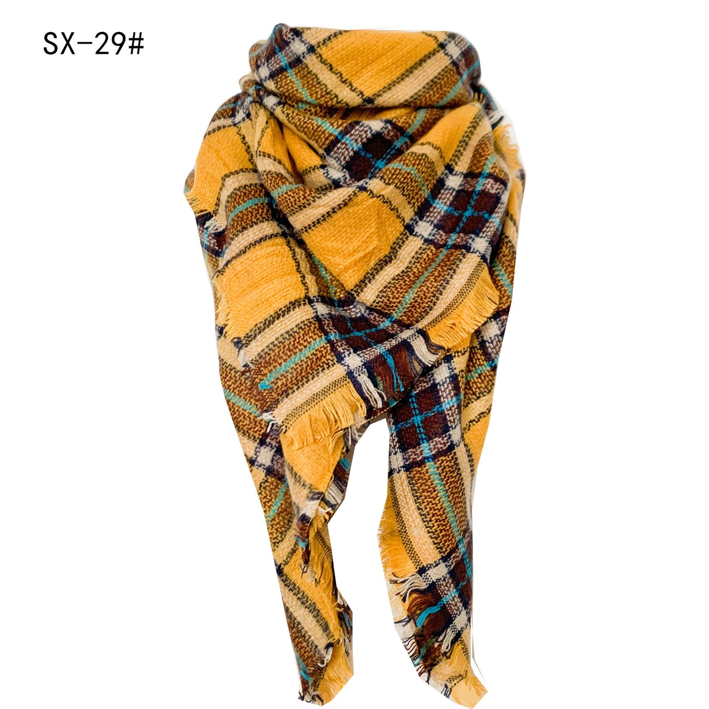 Cashmere-like Colorful Plaid Square Scarf