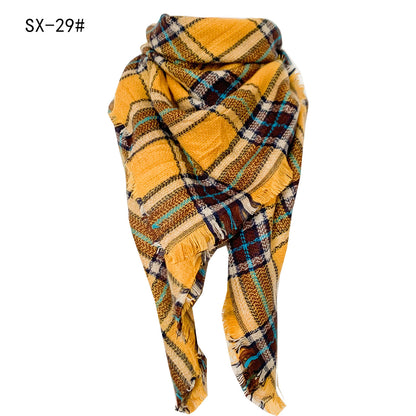Cashmere-like Colorful Plaid Square Scarf