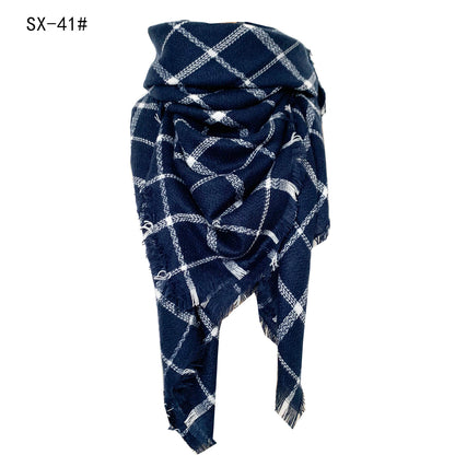 Cashmere-like Colorful Plaid Square Scarf