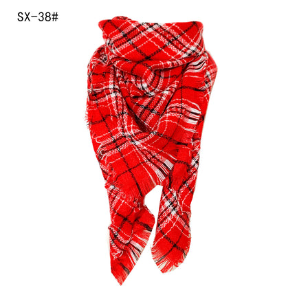 Cashmere-like Colorful Plaid Square Scarf